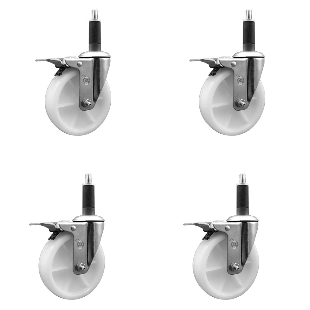 SCC-EXTTL20S514-NYS-1-4 Nylon Swivel Expanding Stem Caster with 5 in. White Wheels & 1 in. Stems - Set of 4