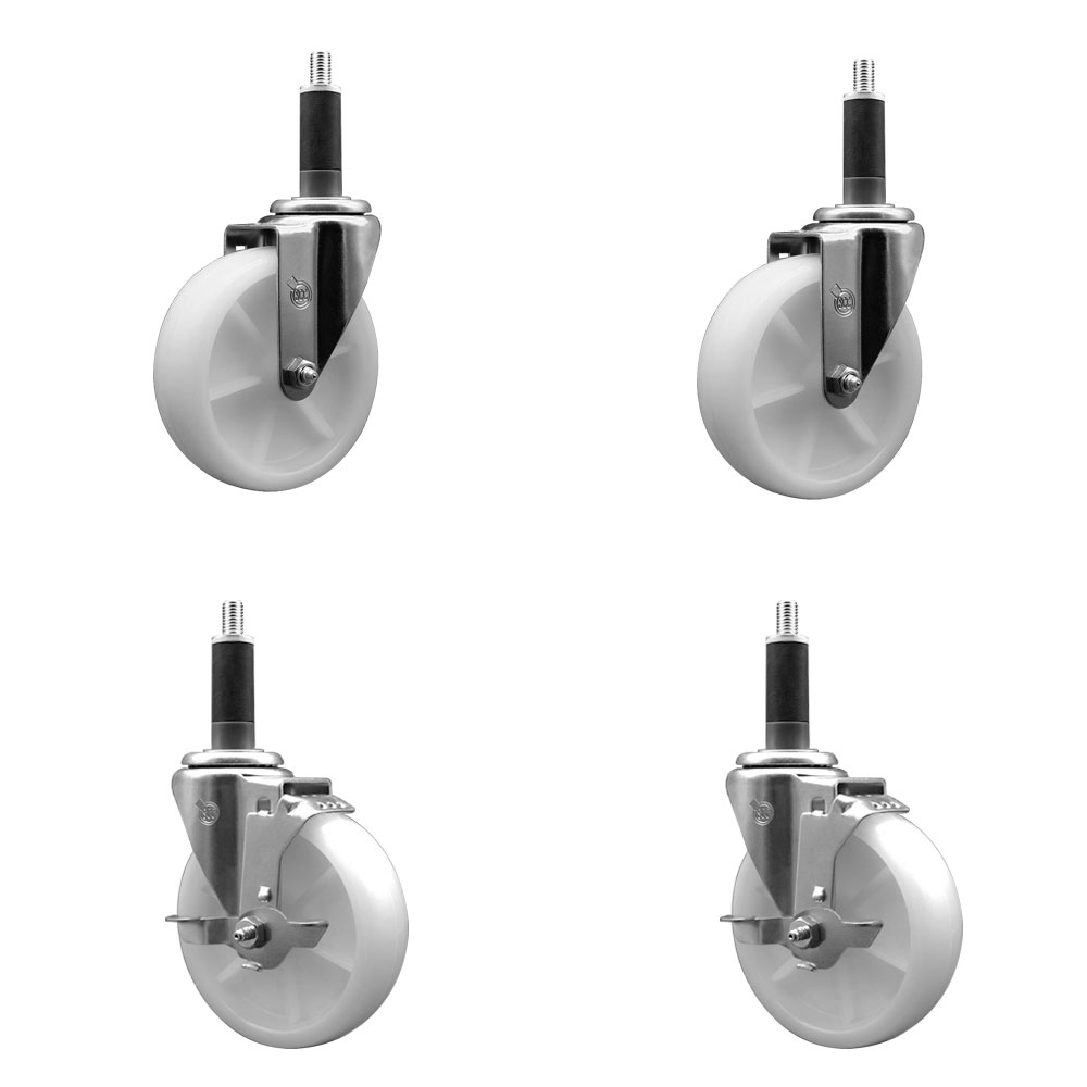 SCC-EX20S514-NYS-2-TLB-2-1 Nylon Swivel Expanding Stem Caster with 5 in. White Wheels & 1 in. Stems - Set of 4