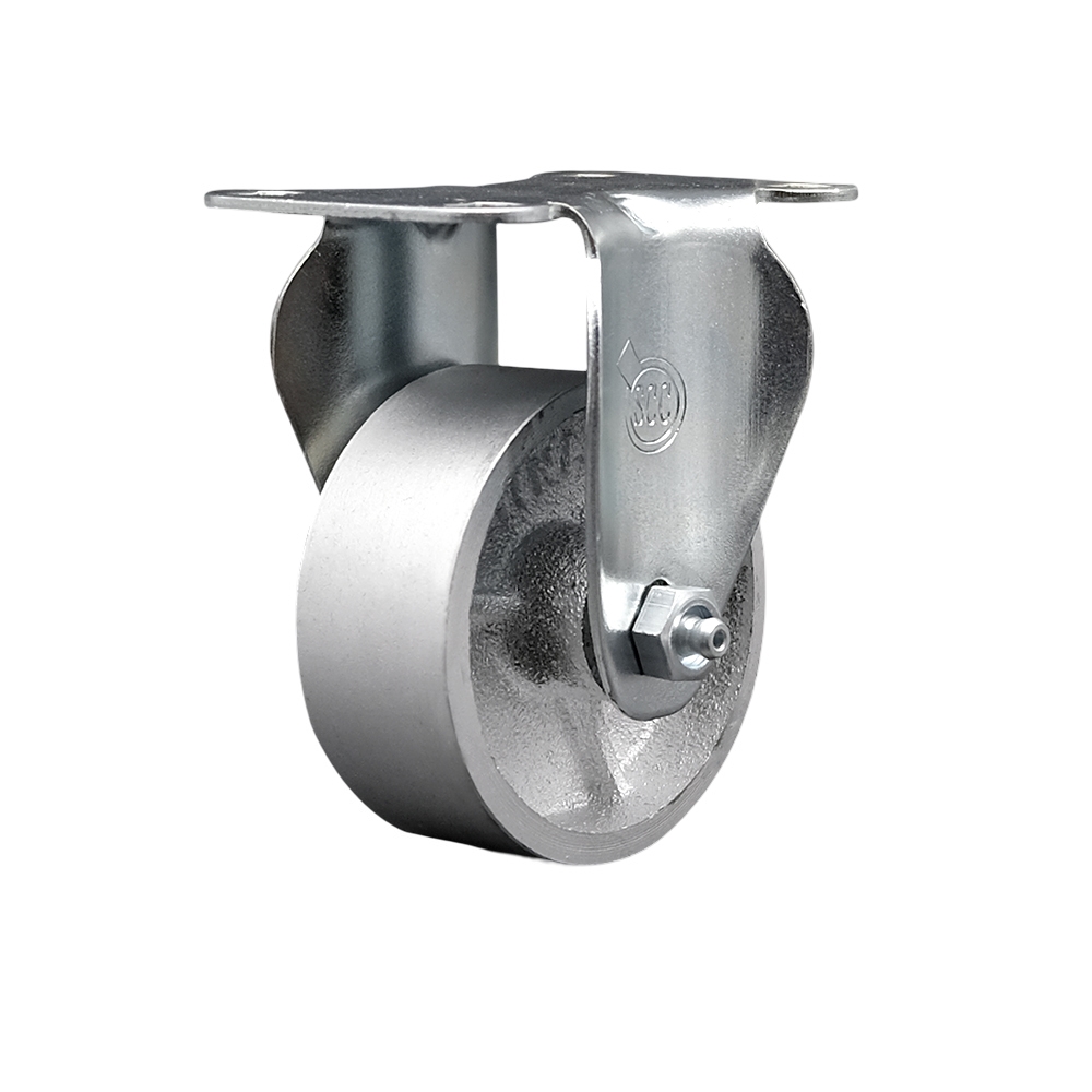 SCC-20R314-SSS Semi Steel Cast Iron Top Plate Rigid Caster with 3 in. Silver Wheel