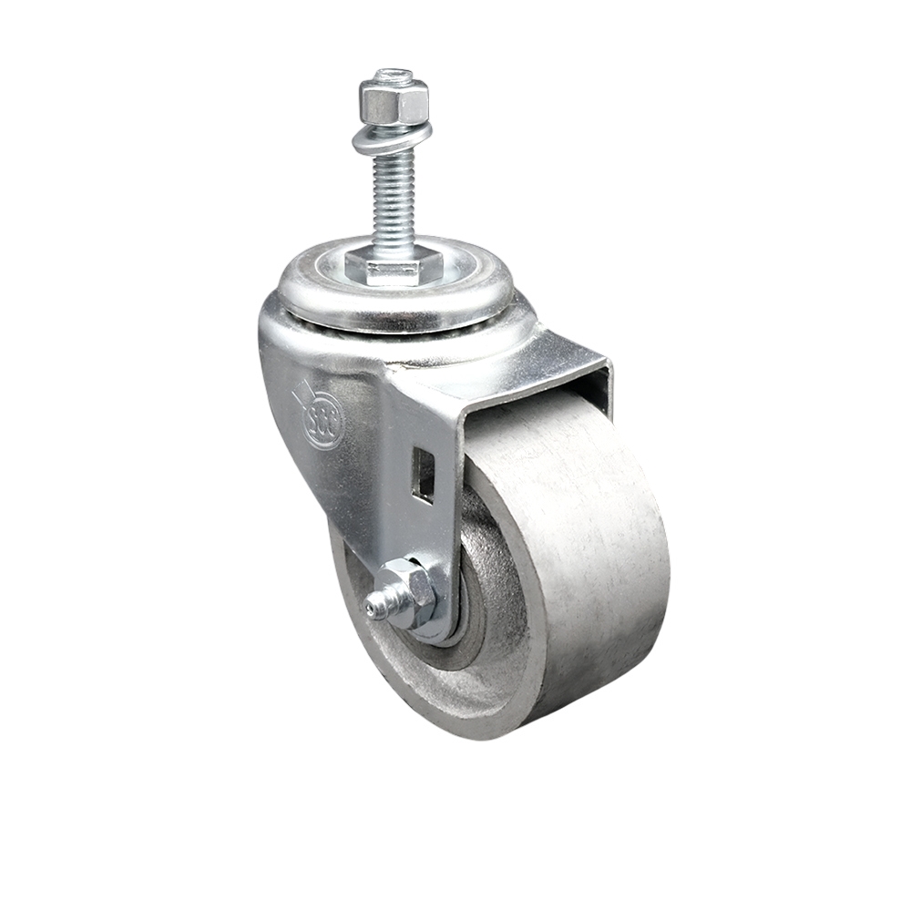 SCC-TS20S314-SSS-381615 Semi Steel Cast Iron Swivel Threaded Stem Caster with 3 x 1.25 in. Silver Wheel & 0.38 in. Stem