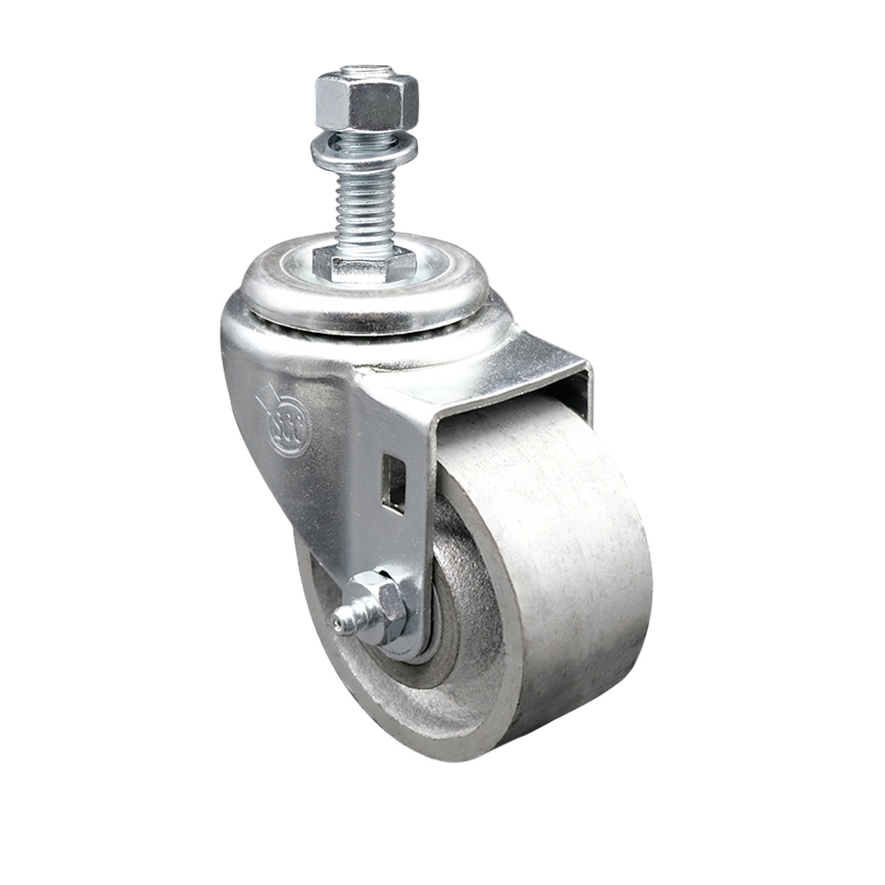 Swivel Caster - Silver - 3 x 1.25 in. Wheel - 12 mm Stem - 300 lbs Capacity
