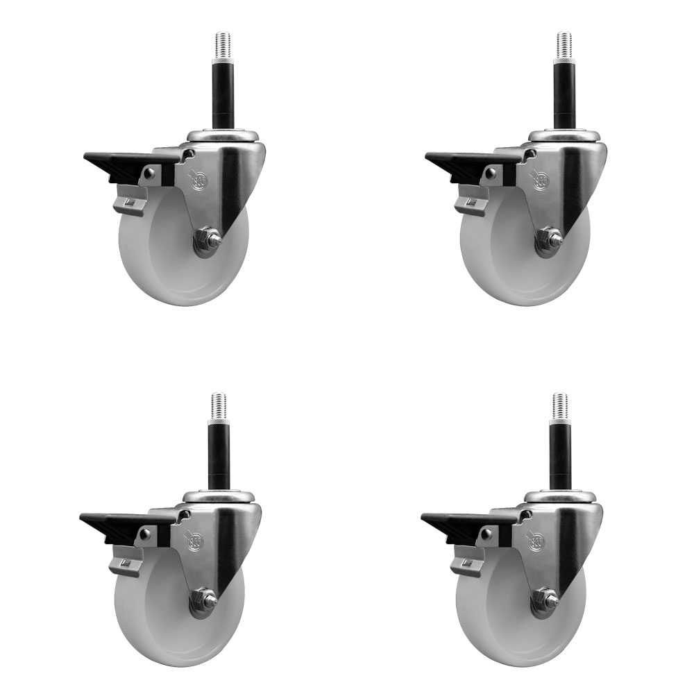 SCC-EX20S414-NYS-PLB-34-4 Nylon Swivel Expanding Stem Caster with 4 in. White Wheel & 0.75 in. Stems - Set of 4