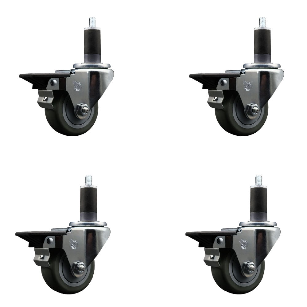 SCC-EX20S314-PPUB-PLB-114-4 Polyurethane Swivel Expanding Stem Caster with 3 in. Gray Wheels & 1.25 in. Stems - Set of 4