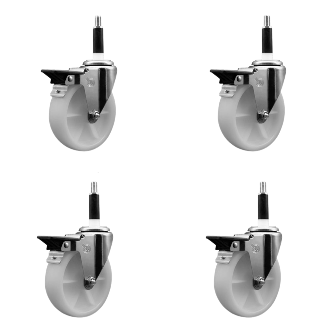 SCC-EX20S514-NYS-PLB-78-4 Nylon Swivel Expanding Stem Caster with 5 in. White Wheels & 0.87 in. Stems - Set of 4