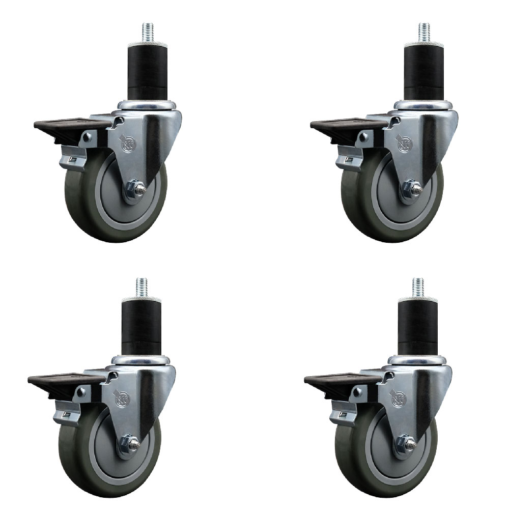 SCC-EX20S414-PPUB-PLB-134-4 Polyurethane Swivel Expanding Stem Caster with 4 in. Gray Wheels & 1.75 in. Stems - Set of 4