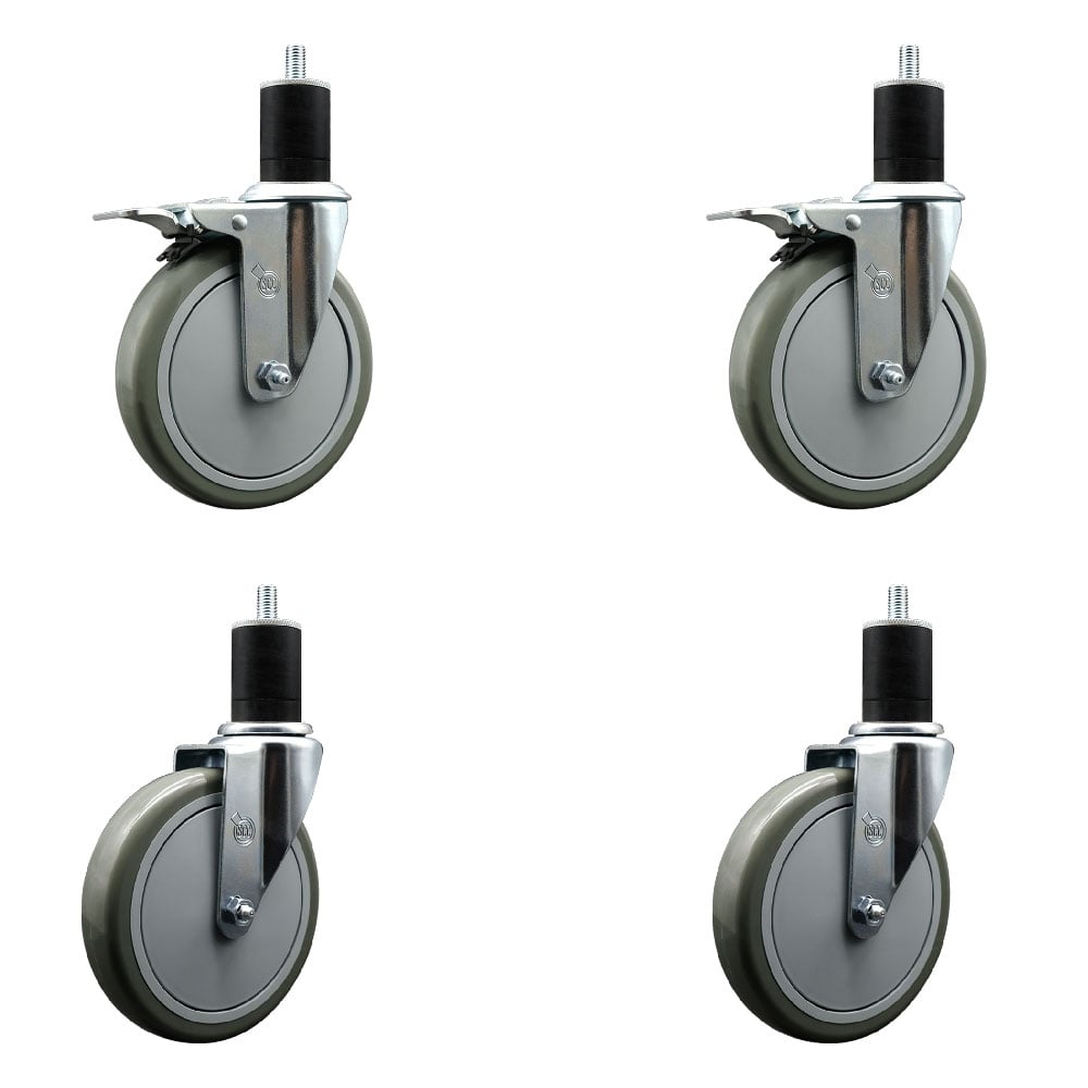 SCC-EXTTL20S614-PPUB-2-S-2-134 Polyurethane Swivel Expanding Stem Caster with 6 in. Gray Wheels & 1.75 in. Stems - Set of 4