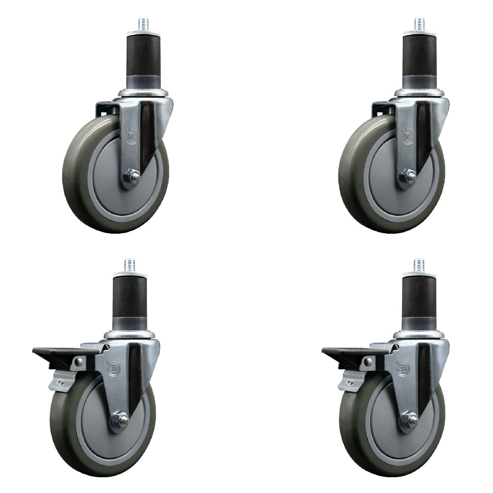 SCC-EX20S514-PPUB-2-PLB-2-158 Polyurethane Swivel Expanding Stem Caster with 5 in. Gray Wheels & 1.63 in. Stems - Set of 4