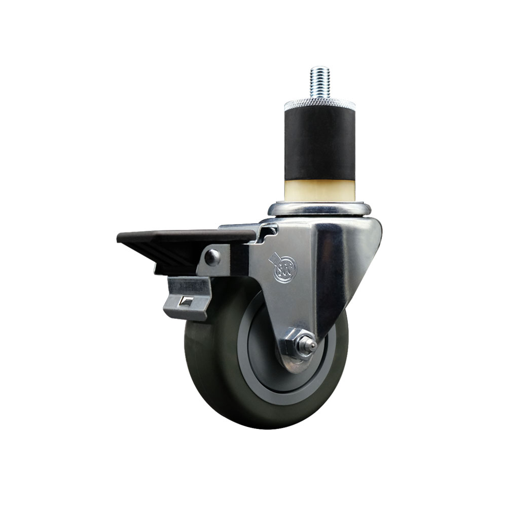 SCC-EX20S3514-PPUB-PLB-178 Polyurethane Expanding Stem Swivel Caster with 3.5 in. Gray Wheel & 1.87 in. Stem & Posi Locking Brake