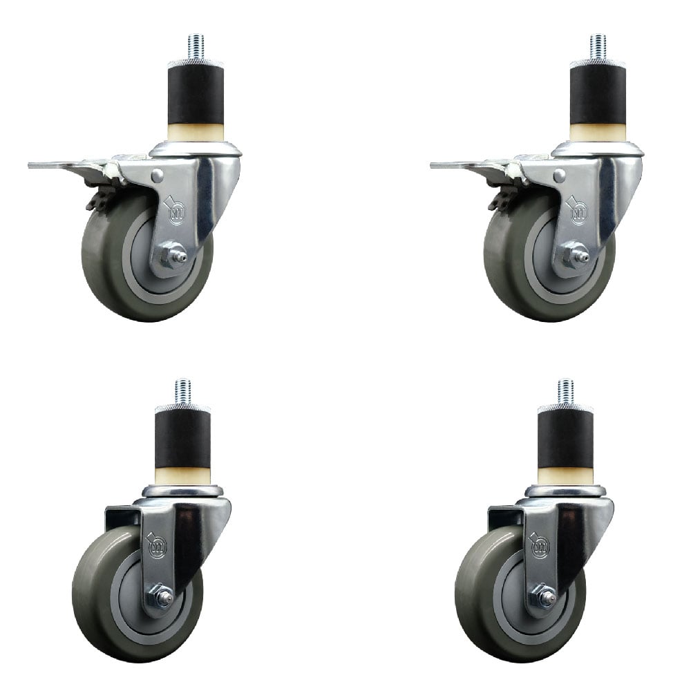 SCC-EXTTL20S3514-PPUB-2-S-2-178 Polyurethane Swivel Expanding Stem Caster with 3.5 in. Gray Wheels & 1.87 in. Stems - Set of 4