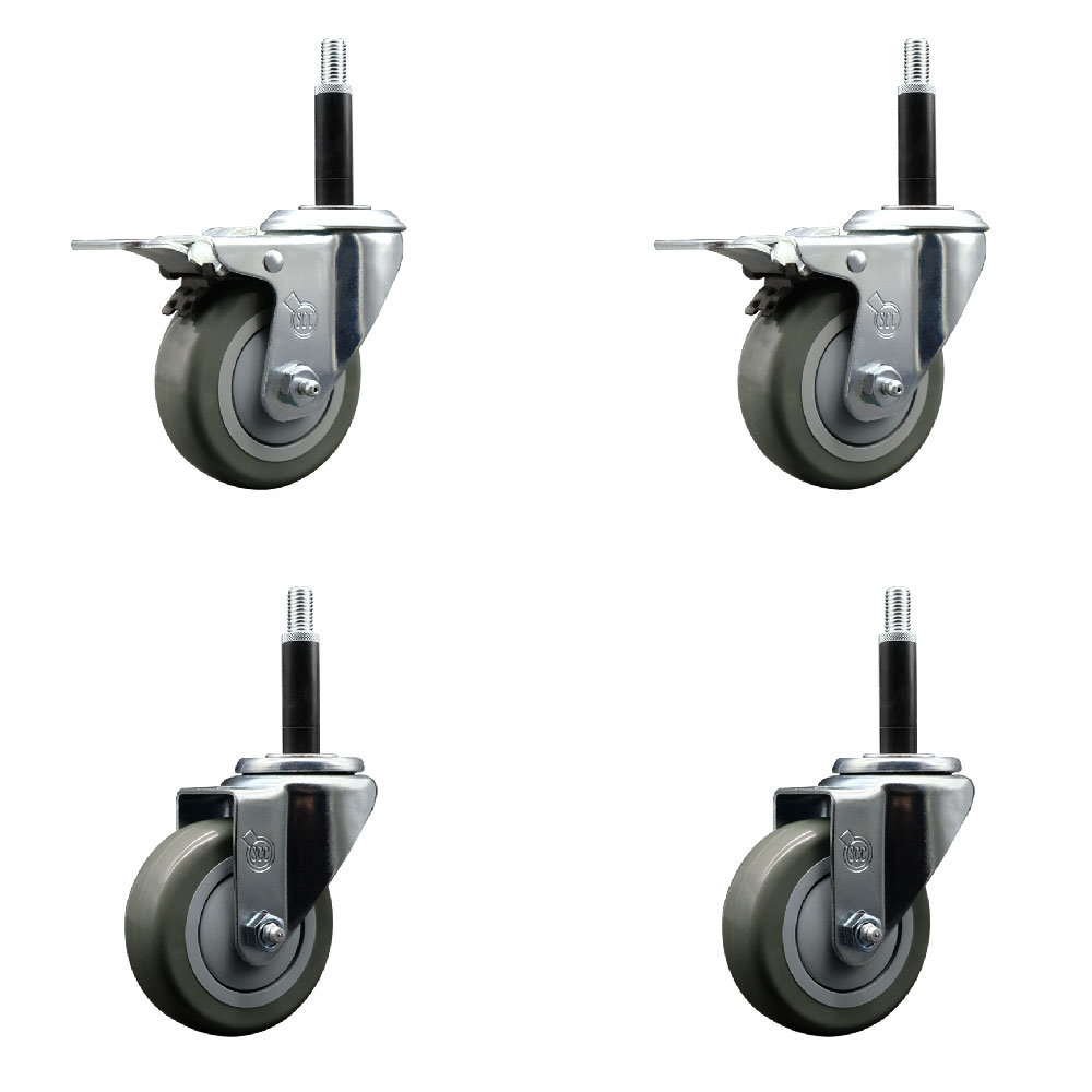 SCC-EXTTL20S3514-PPUB-2-S-2-34 Polyurethane Swivel Expanding Stem Caster with 3.5 in. Gray Wheels & 0.75 in. Stems - Set of 4