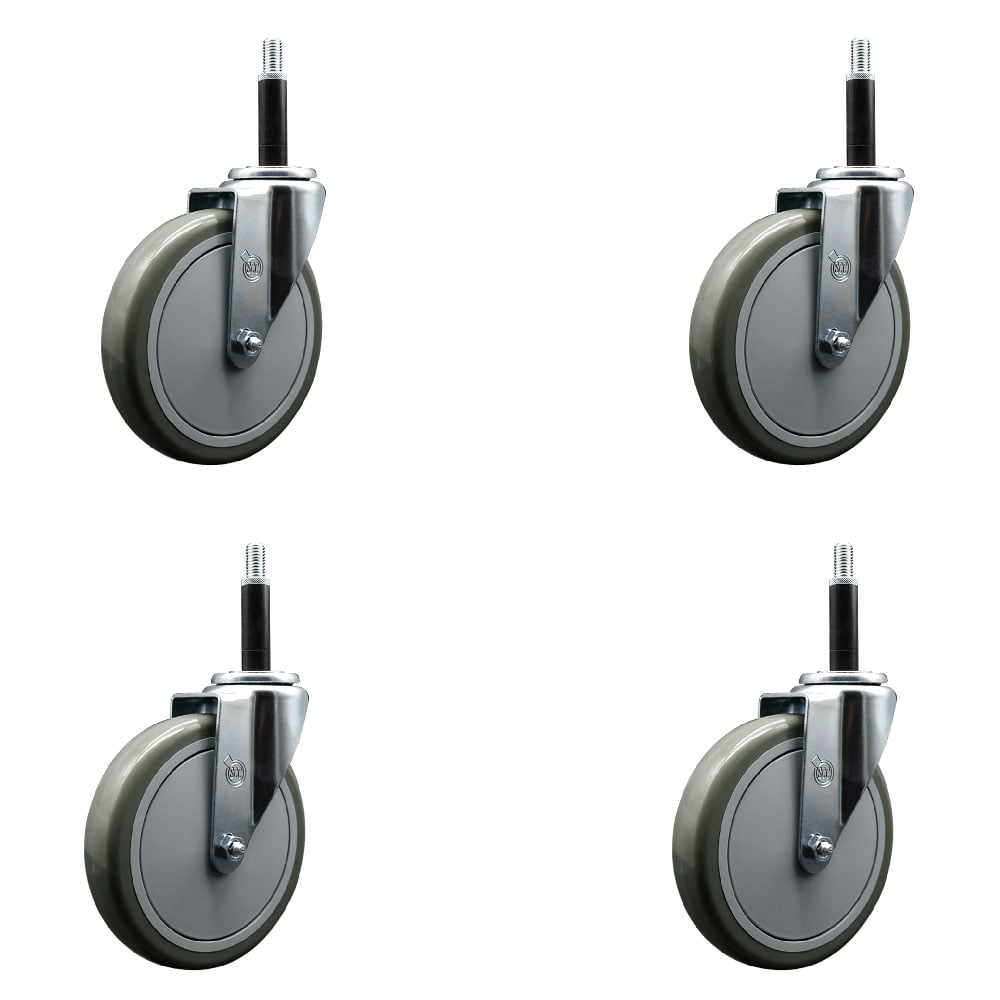 SCC-EX20S614-PPUB-34-4 Polyurethane Swivel Expanding Stem Caster with 6 in. Gray Wheels & 0.75 in. Stems - Set of 4