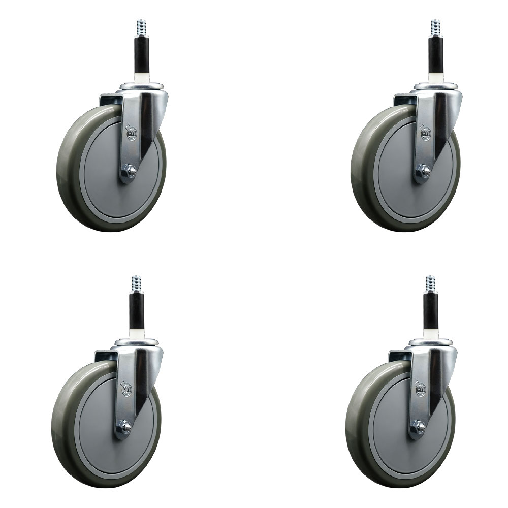 SCC-EX20S614-PPUB-78-4 Polyurethane Swivel Expanding Stem Caster with 6 in. Gray Wheels & 0.87 in. Stems - Set of 4