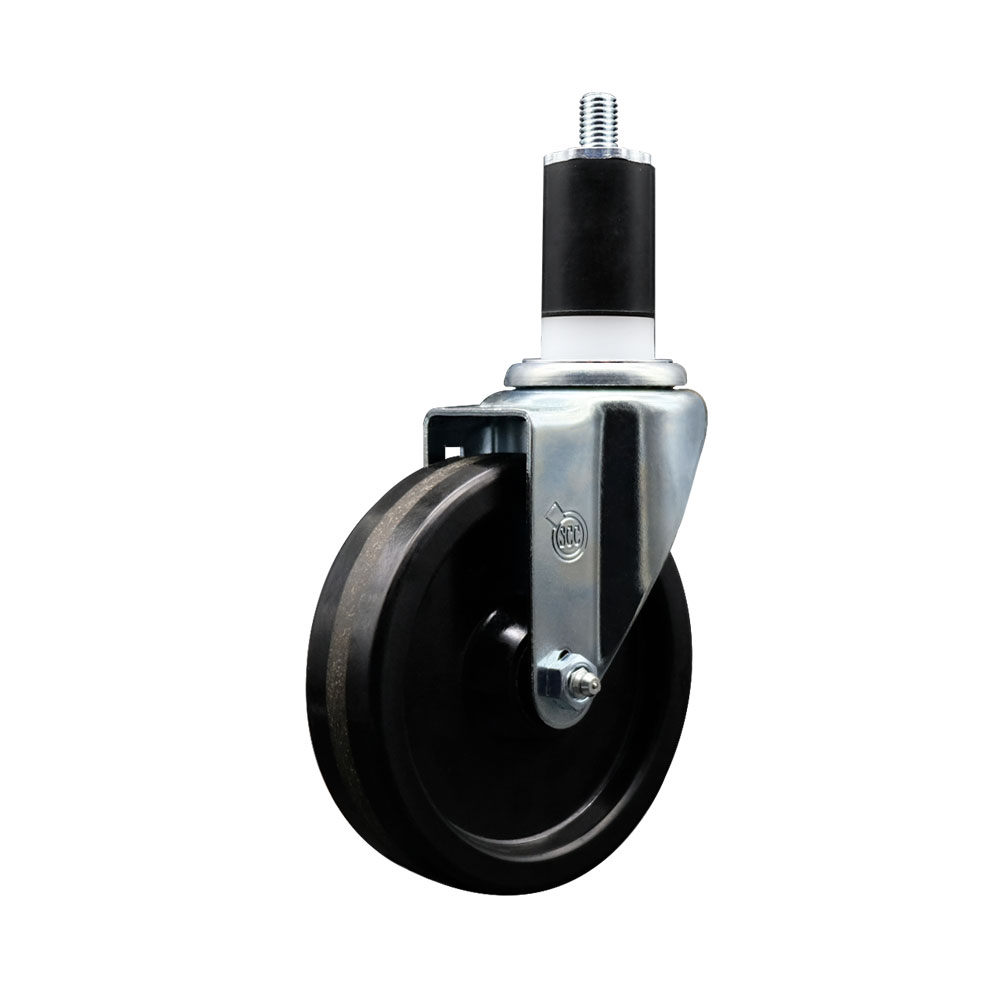 SCC-EX20S514-PHR-112 Phenolic Swivel Expanding Stem Caster with Roller Bearing 5 x 1.25 in. Black Wheel & 1.5 in. Stem