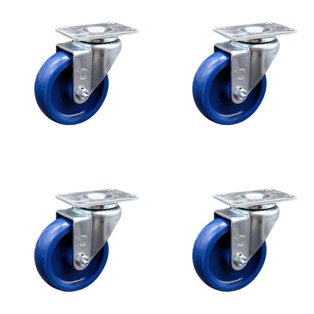 SCC-20S414-SPUS-TP3-4 Swivel Caster with 4 in. Solid Polyurethane Wheel - 4 x 4.5 in. Overall Top Plate - Set of 4