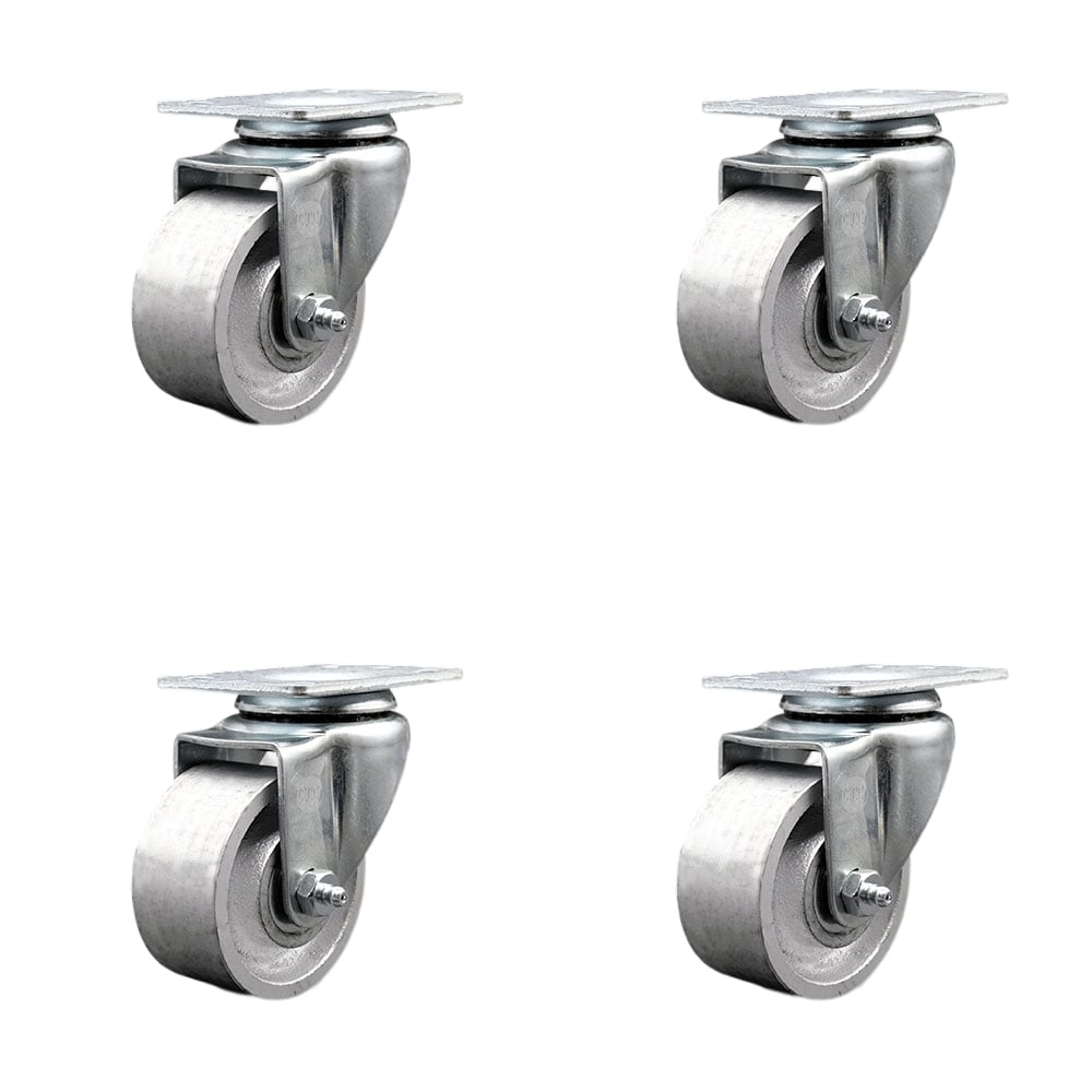 SCC-20S314-SSS-TP2-4 Swivel Caster with 3 in. Semi Steel Cast Iron Wheel - 3.13 x 4.13 in. Overall Top Plate - Set of 4