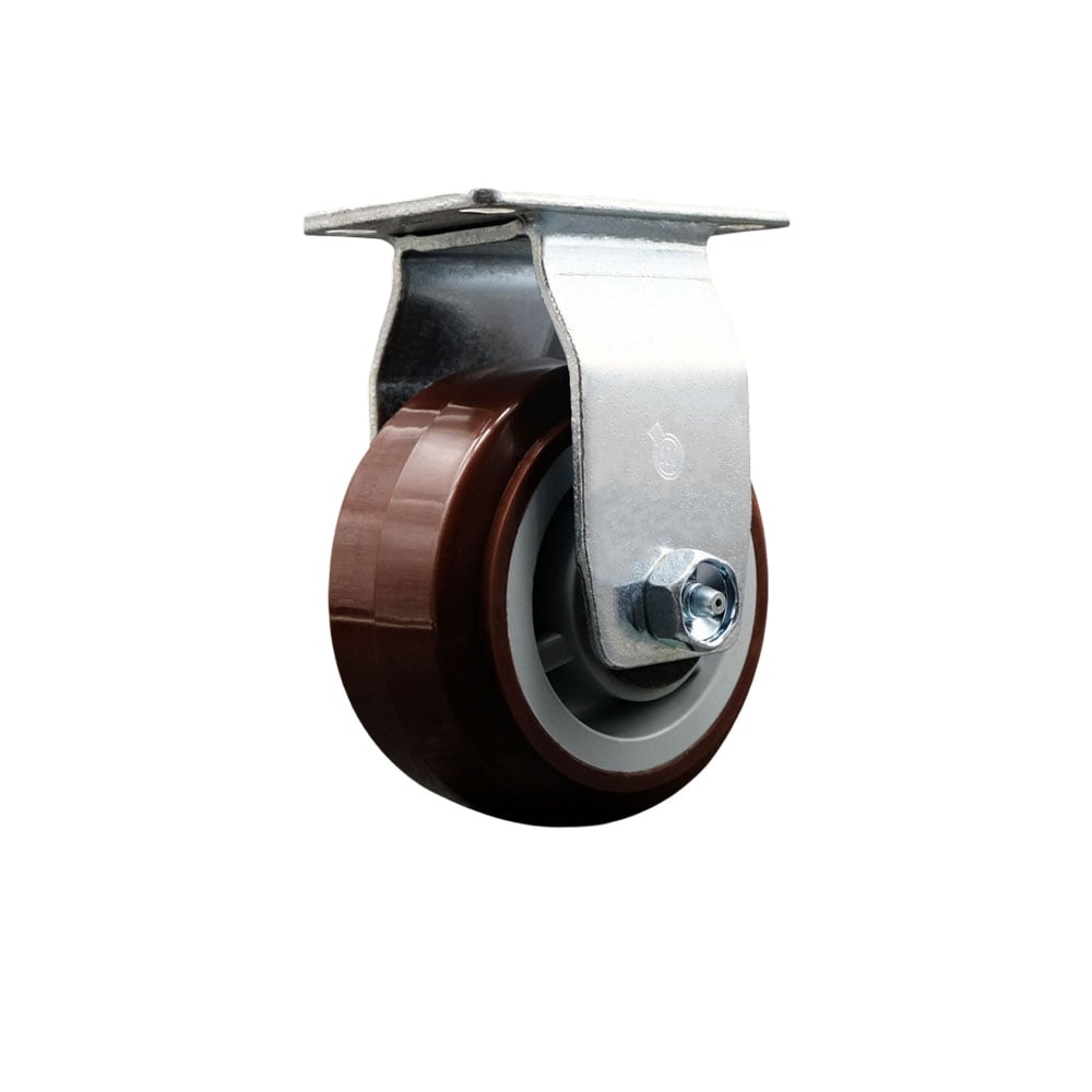 SCC-20R420-PPUR Rigid Top Plate Caster, Maroon - 4 in. by 2 in. Polyurethane on Polyolefin Wheel Roller Bearing