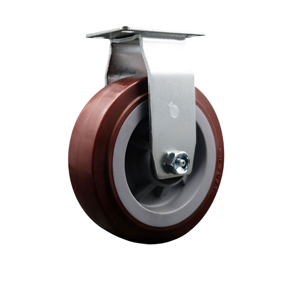 SCC-20R620-PPUB Rigid Top Plate Caster, Maroon - 6 in. by 2 in. Polyurethane on Polyolefin Wheel Ball Bearing