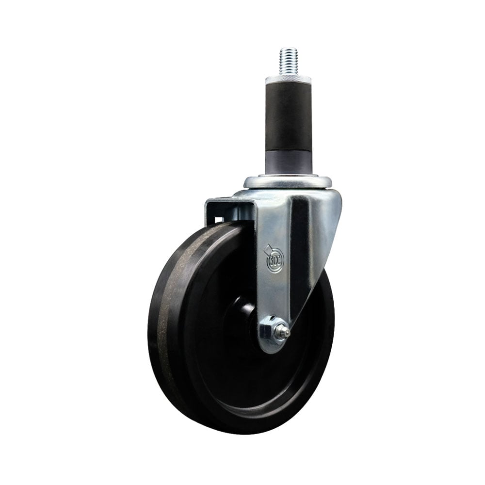 SCC-EX20S514-PHR-114 Phenolic Swivel Expanding Stem Caster with Roller Bearing 5 x 1.25 in. Black Wheel & 1.25 in. Stem