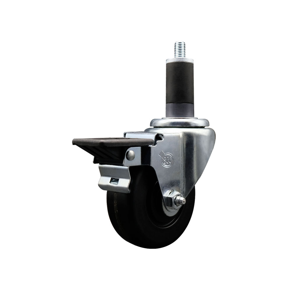 SCC-EX20S3514-PHR-PLB-114 Phenolic Swivel Expanding Stem Caster with Roller Bearing 3.5 x 1.25 in. Black Wheel & 1.25 in. Stem & Posi Locking Brake