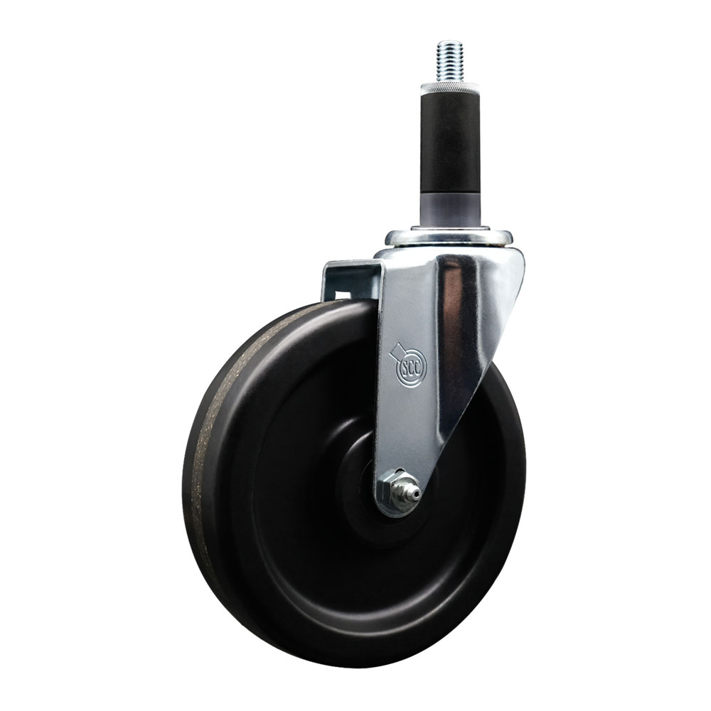 SCC-EX20S615-PHR-118 Phenolic Swivel Expanding Stem Caster with Roller Bearing 6 x 1.5 in. Black Wheel & 1.13 in. Stem