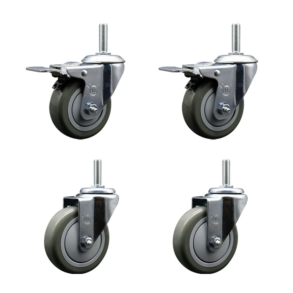 SCC-TSTTL20S414-PPUB-58212-2-S-2 Polyurethane Swivel Threaded Stem Caster with 4 x 1.25 in. Gray Wheels & 0.63 in. Stems - Set of 4