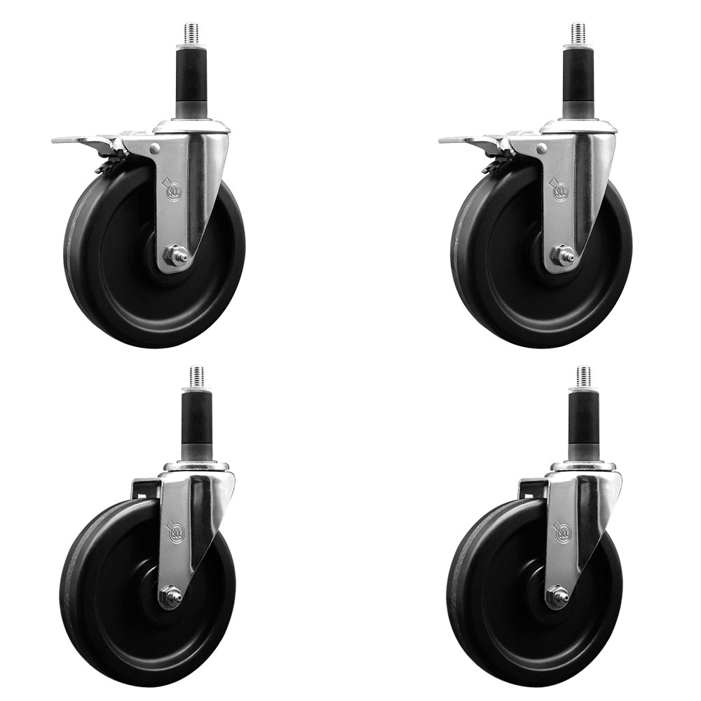 SCC-EXTTL20S615-PHR-2-S-2-118 Phenolic Swivel Expanding Stem Caster with Roller Bearings 6 x 1.5 in. Black Wheels & 1.13 in. Stems - Set of 4