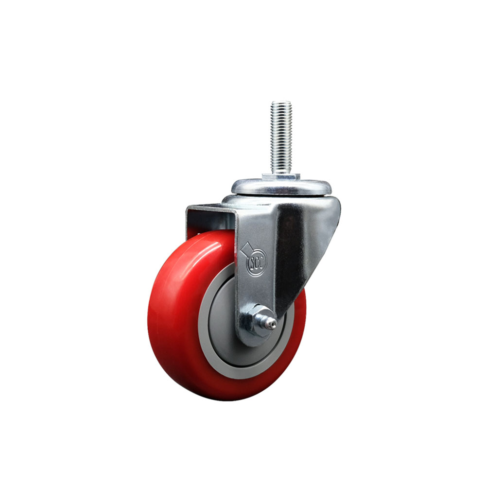 SCC-TS20S3514-PPUB-RED-34212 Polyurethane Swivel Threaded Stem Caster with 3.5 x 1.25 in. Red Wheel & 0.75 in. Stem