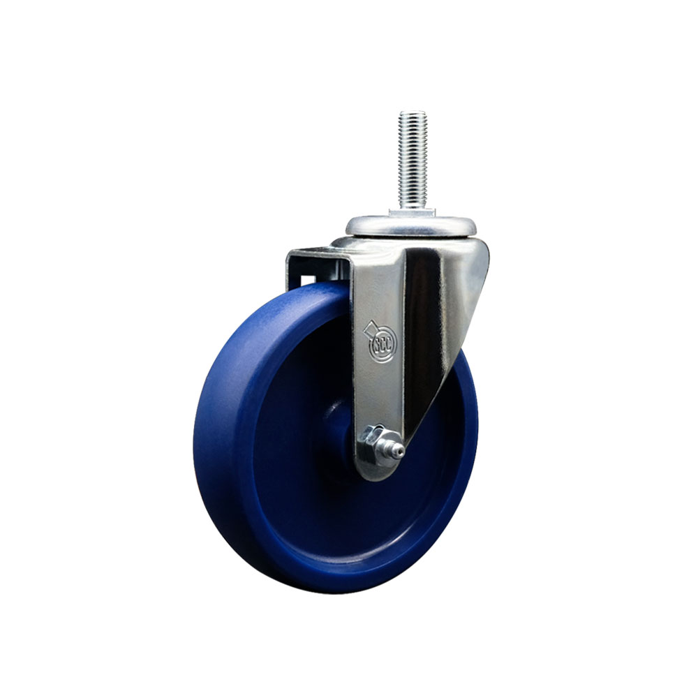 SCC-TS20S514-SPUS-34212 Solid Polyurethane Swivel Threaded Stem Caster with 5 x 1.25 in. Blue Wheel & 0.75 in. Stem