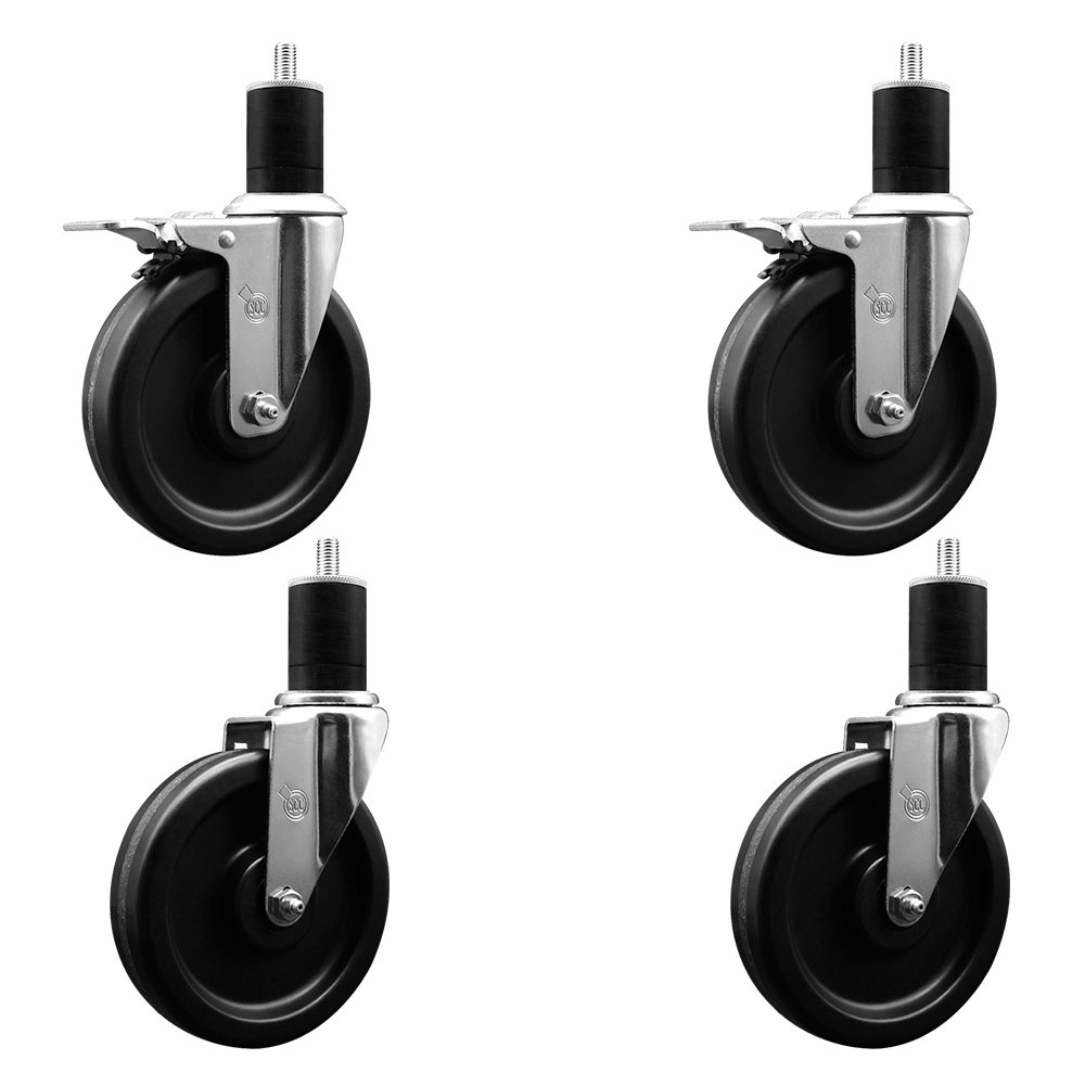 SCC-EXTTL20S615-PHR-2-S-2-134 Phenolic Swivel Expanding Stem Caster with Roller Bearings 6 x 1.5 in. Black Wheels & 1.75 in. Stems - Set of 4