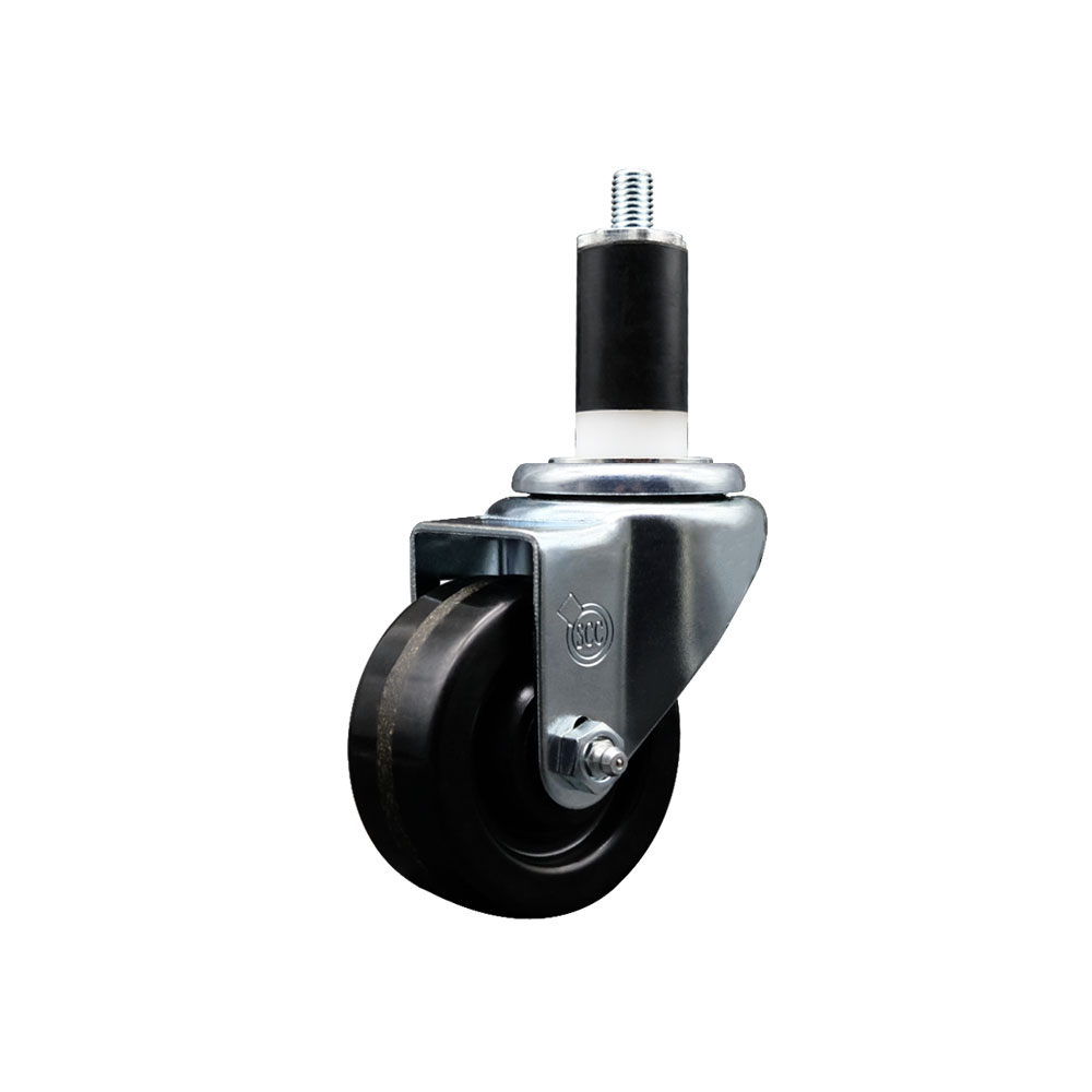SCC-EX20S314-PHR-138 Phenolic Swivel Expanding Stem Caster with Roller Bearing 3 x 1.25 in. Black Wheel & 1.38 in. Stem