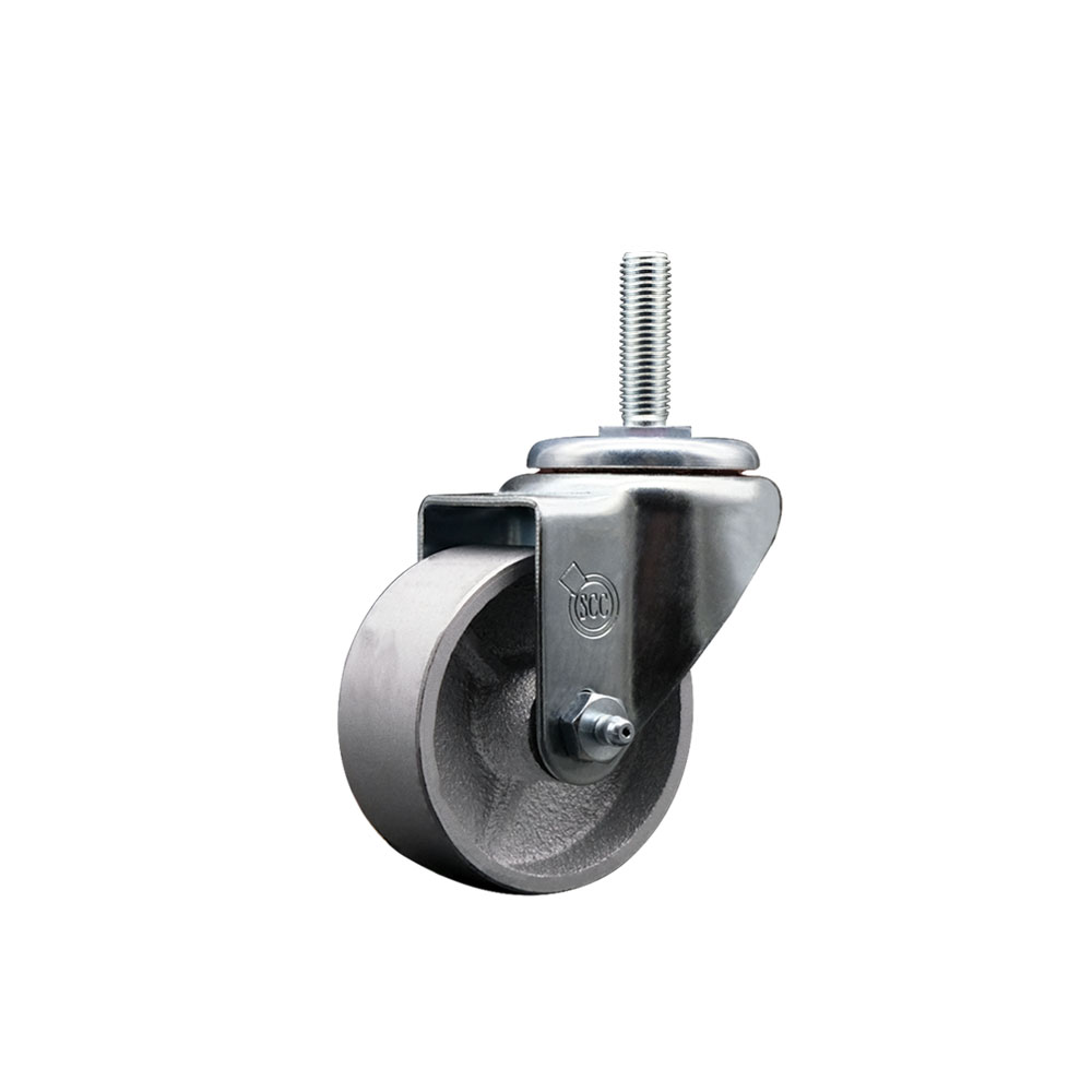 SCC-TS20S314-SSS-58212 Semi Steel Cast Iron Swivel Threaded Stem Caster with 3 x 1.25 in. Silver Wheel & 0.63 in. Stem
