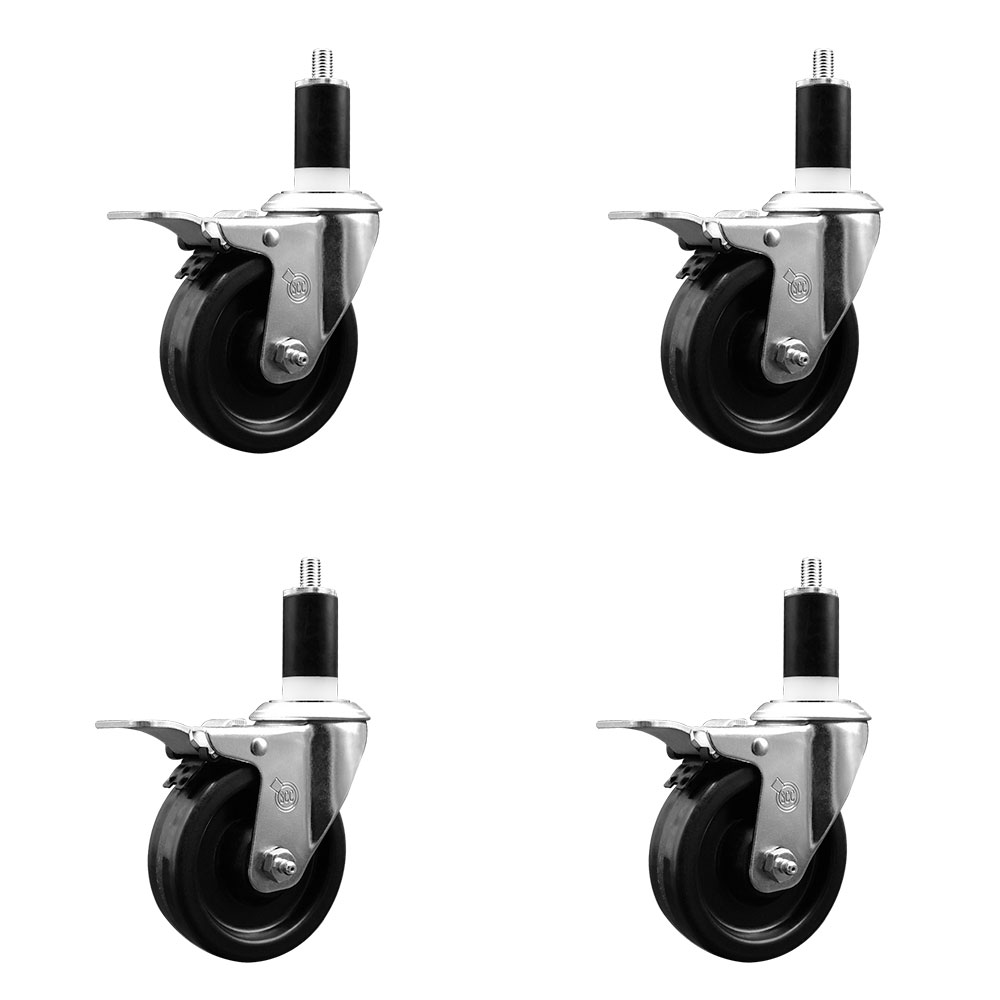 SCC-EXTTL20S414-PHR-138-4 Phenolic Swivel Expanding Stem Caster with Roller Bearings 4 x 1.25 in. Black Wheels & 1.38 in. Stems - Set of 4