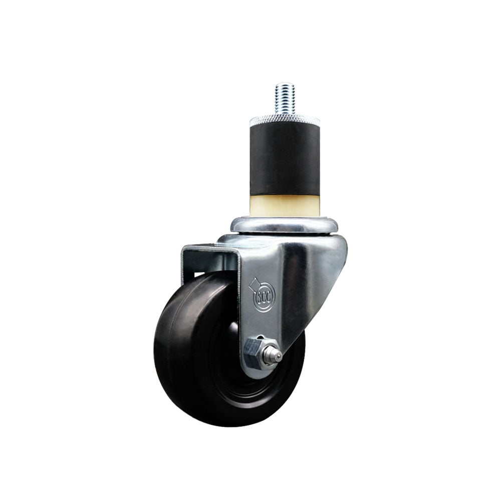 SCC-SSEX20S314-SRS-178 Stainless Steel Soft Rubber Expanding Stem Swivel Caster with 3 in. Black Wheel & 1.87 in. Stem