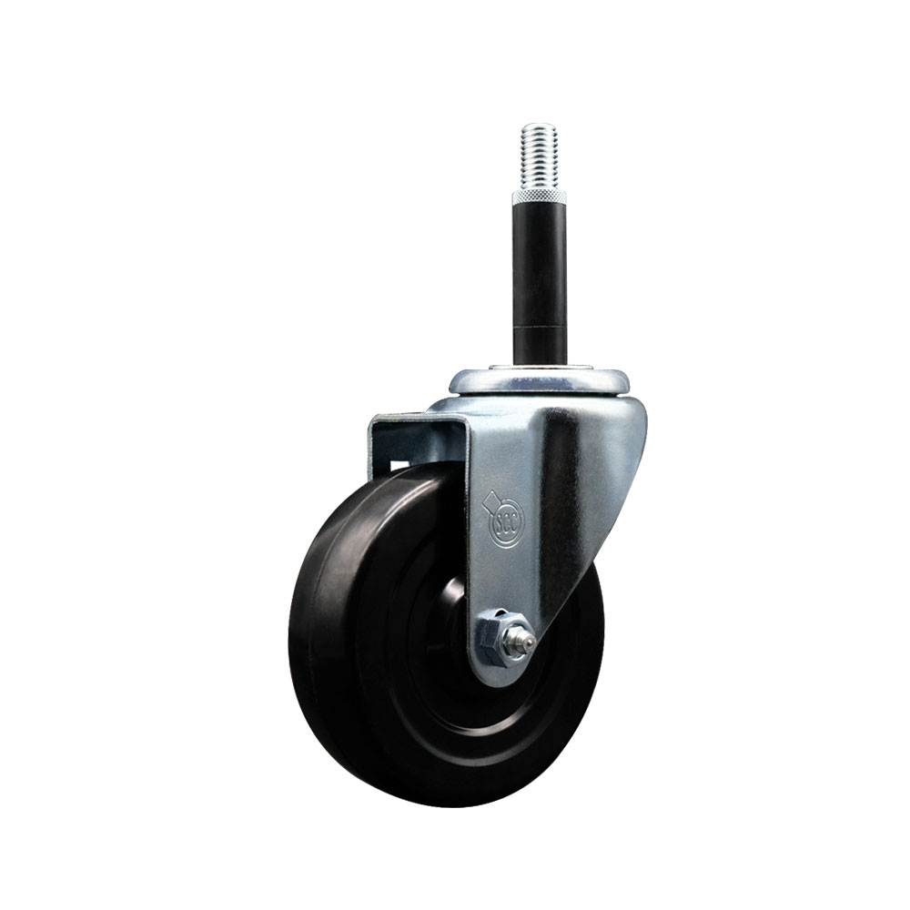 SCC-EX20S414-SRS-34 Soft Rubber Expanding Stem Swivel Caster with 4 in. Black Wheel & 0.75 in. Stem