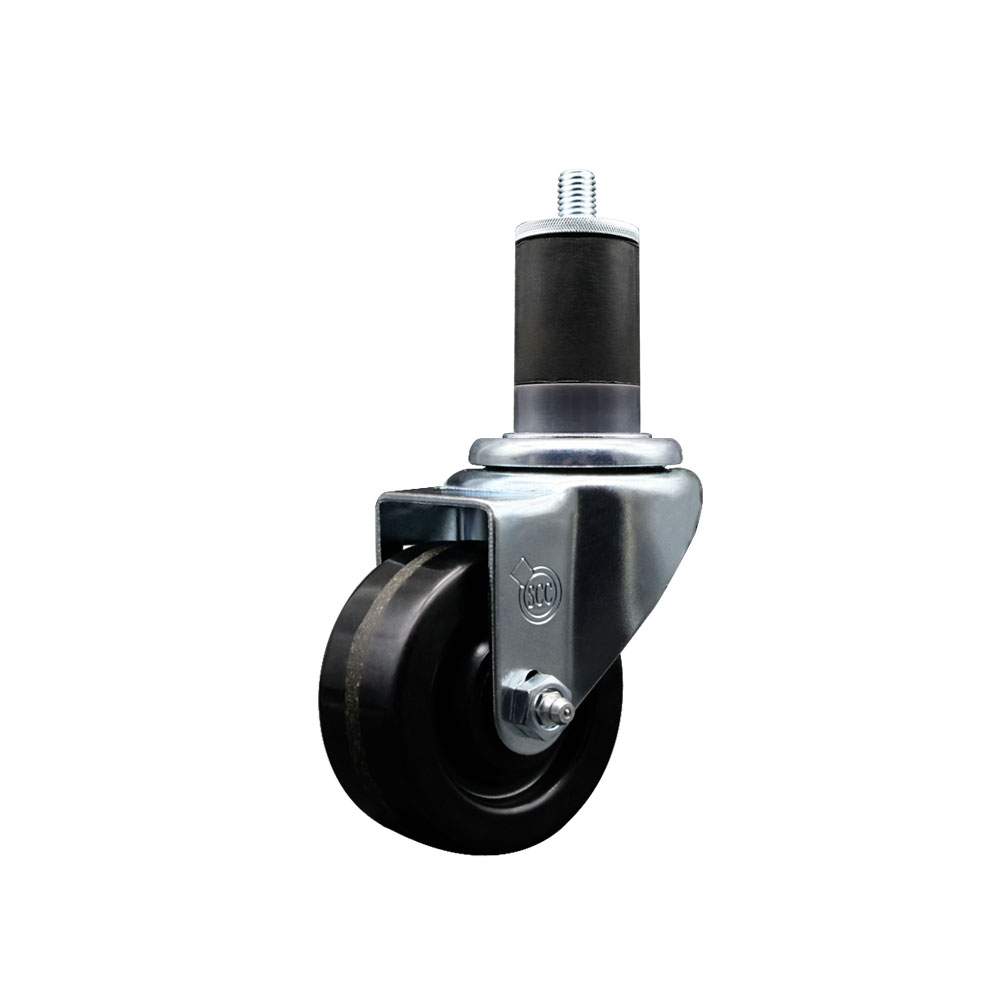 SCC-EX20S314-PHR-158 Phenolic Swivel Expanding Stem Caster with Roller Bearing 3 x 1.25 in. Black Wheel & 1.63 in. Stem