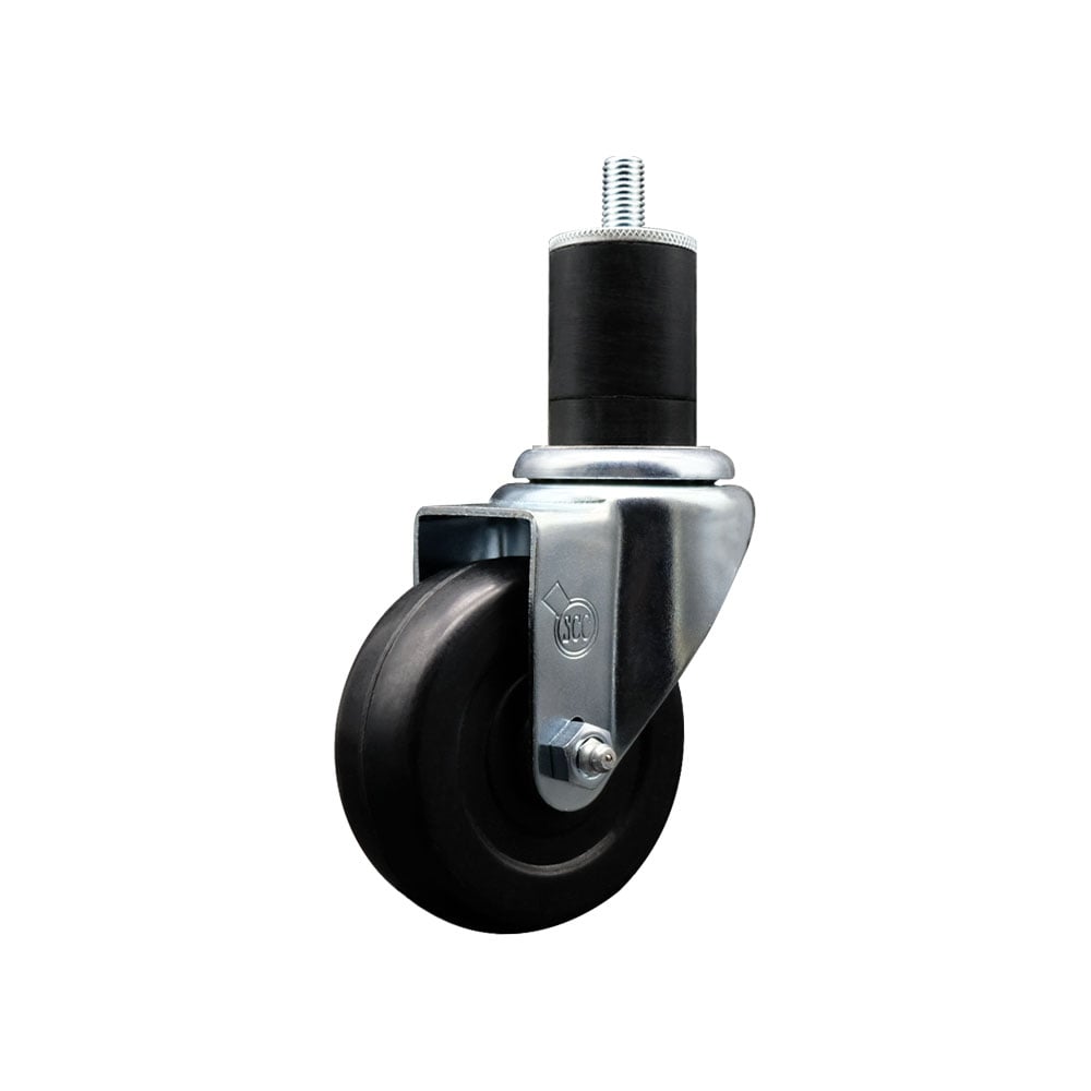 SCC-EX20S3514-SRS-134 Soft Rubber Expanding Stem Swivel Caster with 3.5 in. Black Wheel & 1.75 in. Stem