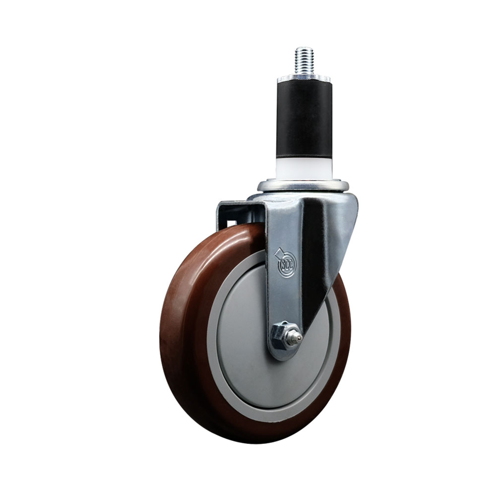 SCC-EX20S514-PPUB-MRN-112 Polyurethane Expanding Stem Swivel Caster with 5 in. Maroon Wheel & 1.5 in. Stem