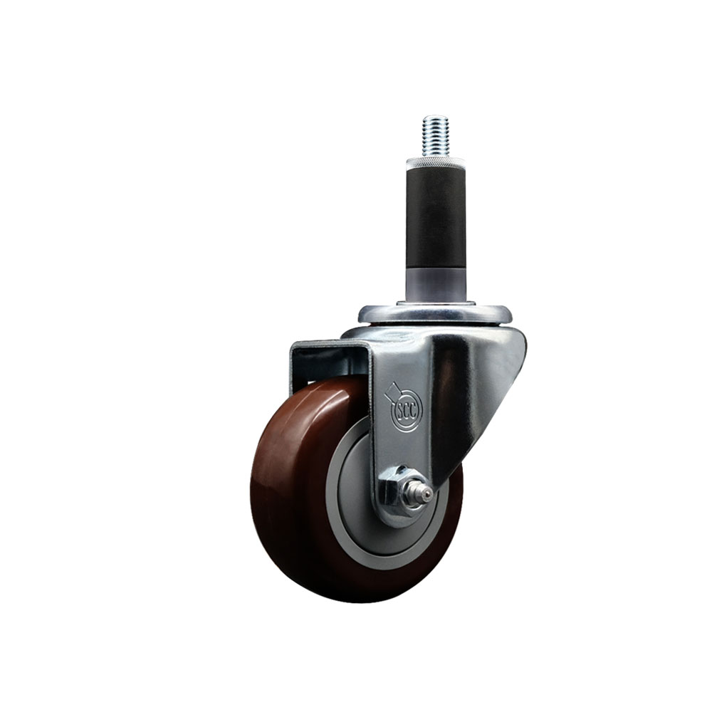 SCC-EX20S314-PPUB-MRN-118 Polyurethane Expanding Stem Swivel Caster with 3 in. Maroon Wheel & 1.13 in. Stem