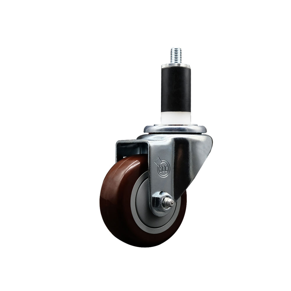 SCC-EX20S314-PPUB-MRN-138 Polyurethane Expanding Stem Swivel Caster with 3 in. Maroon Wheel & 1.38 in. Stem
