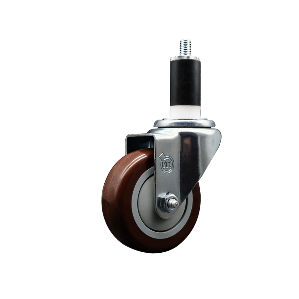 SCC-EX20S3514-PPUB-MRN-138 Polyurethane Expanding Stem Swivel Caster with 3.5 in. Maroon Wheel & 1.38 in. Stem