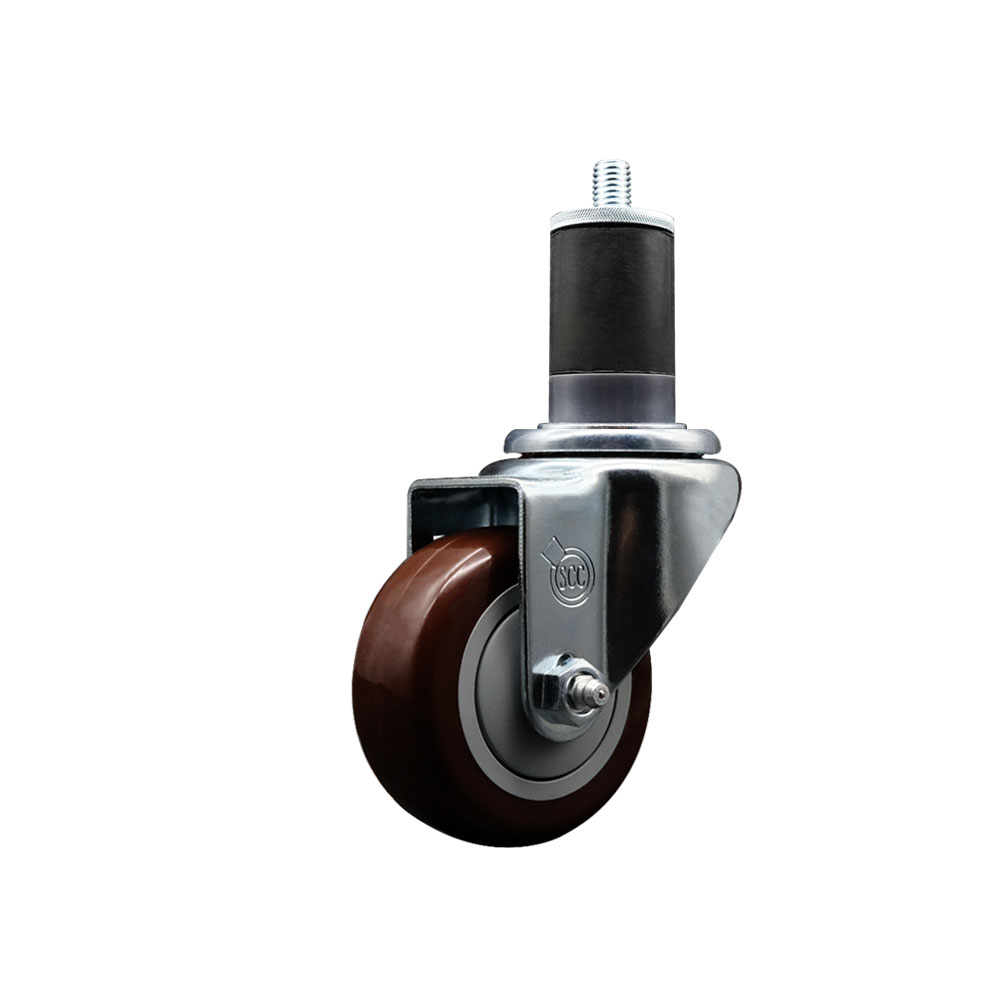 SCC-EX20S314-PPUB-MRN-158 Polyurethane Expanding Stem Swivel Caster with 3 in. Maroon Wheel & 1.63 in. Stem