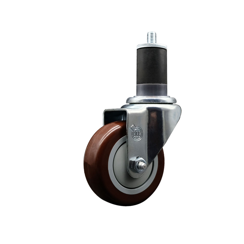 SCC-EX20S3514-PPUB-MRN-158 Polyurethane Expanding Stem Swivel Caster with 3.5 in. Maroon Wheel & 1.63 in. Stem