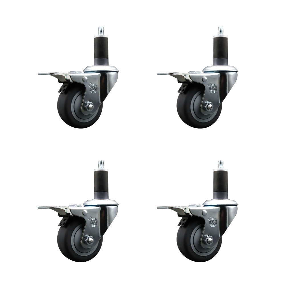 SCC-EXTTL20S314-TPRB-114-4 Thermoplastic Rubber Swivel Expanding Stem Caster with 3 in. Gray Wheels & 1.25 in. Stems - Set of 4