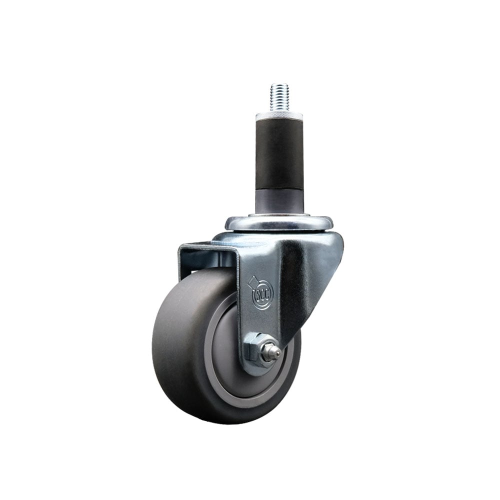 SCC-SSEX20S314-TPRB-114 Stainless Steel Thermoplastic Rubber Swivel Expanding Stem Swivel Caster with 3 in. Gray Wheel & 1.25 in. Stem