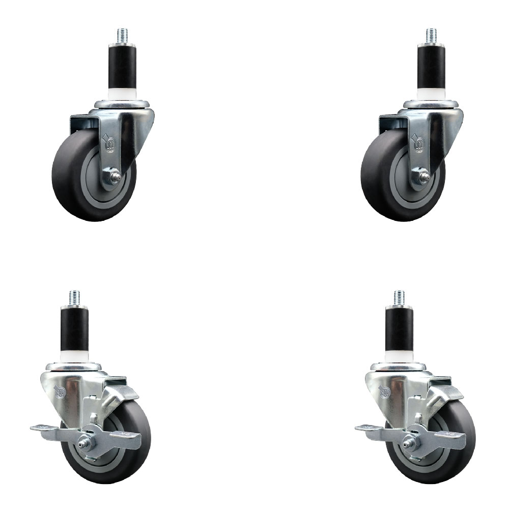 SCC-EX20S3514-TPRB-2-TLB-2-138 Thermoplastic Rubber Swivel Expanding Stem Caster with 3.5 in. Gray Wheels & 1.38 in. Stems - Set of 4