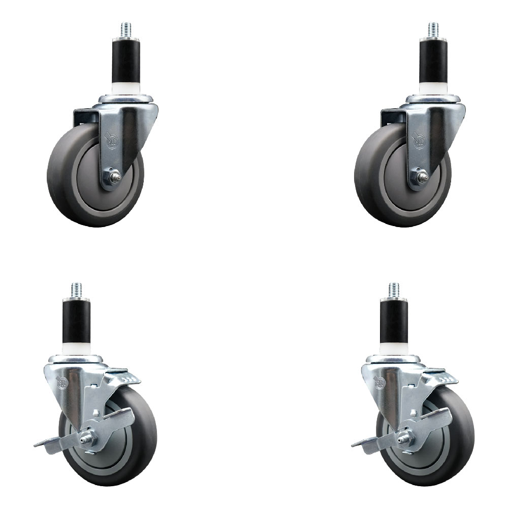 SCC-EX20S414-TPRB-2-TLB-2-138 Thermoplastic Rubber Swivel Expanding Stem Caster with 4 in. Gray Wheels & 1.38 in. Stems - Set of 4