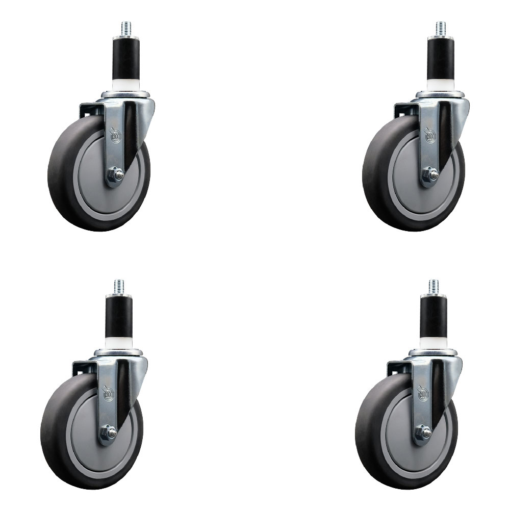 SCC-EX20S514-TPRB-138-4 Thermoplastic Rubber Swivel Expanding Stem Caster with 5 in. Gray Wheels & 1.38 in. Stems - Set of 4