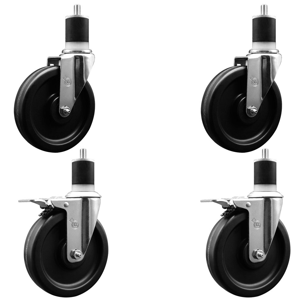 SCC-EXTTL20S615-PHR-2-S-2-178 Phenolic Swivel Expanding Stem Caster with Roller Bearings 6 x 1.5 in. Black Wheels & 1.87 in. Stems - Set of 4