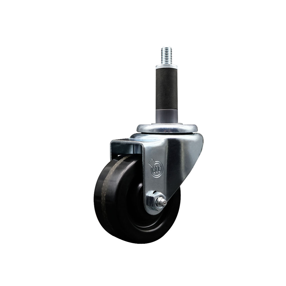 SCC-EX20S314-PHR-1 Phenolic Swivel Expanding Stem Caster with Roller Bearing 3 x 1.25 in. Black Wheel & 1 in. Stem