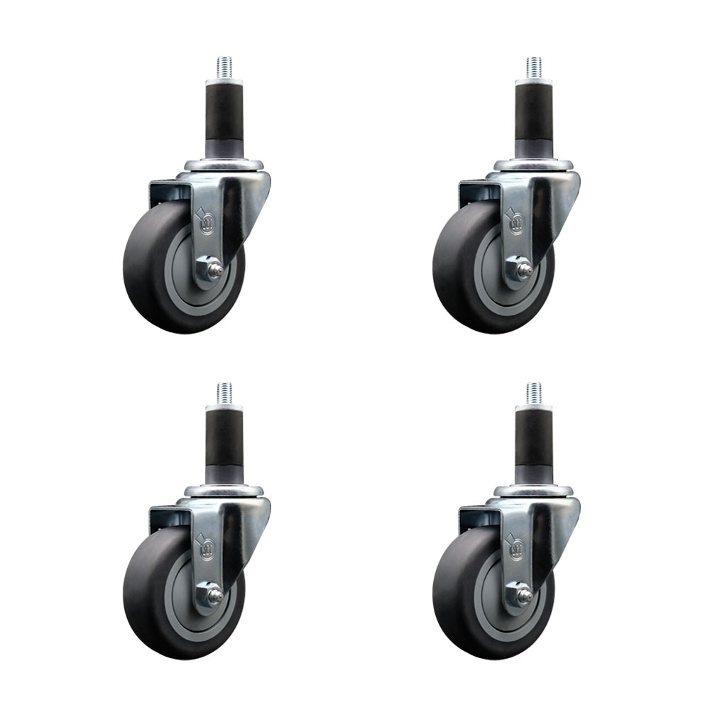 SCC-EX20S3514-TPRB-114-4 Thermoplastic Rubber Swivel Expanding Stem Caster with 3.5 in. Gray Wheels & 1.25 in. Stems - Set of 4